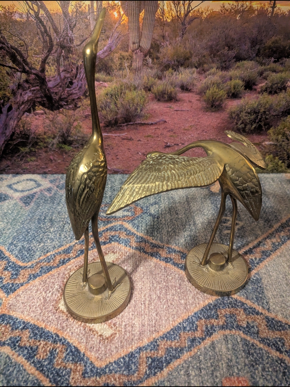 Brass Crane/ Heron Like Bird Figurine-Pair - Picture 10 of 11